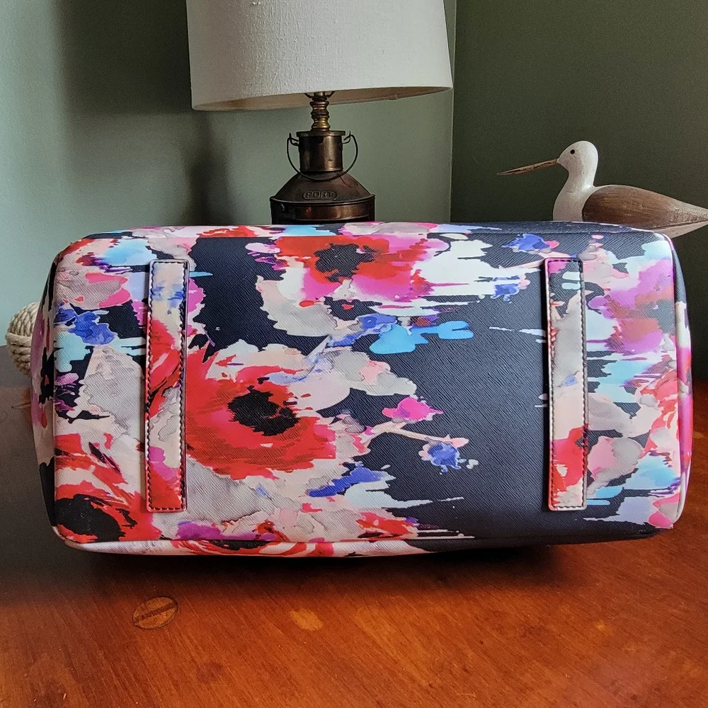 Kate Spade Adaira Laurel Way Floral Tote Blue Multi Coated Canvas Crossbody